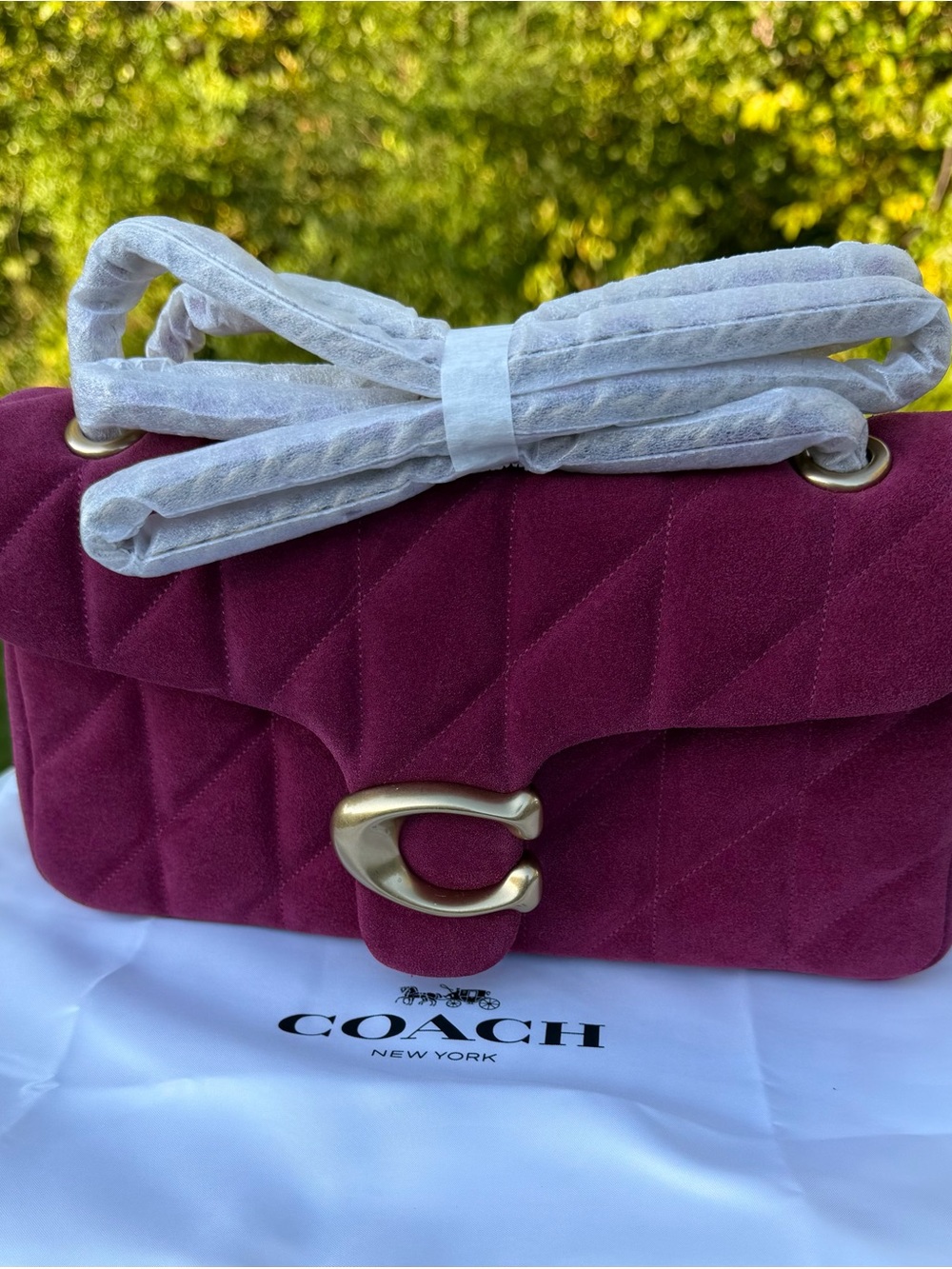 Coach Tabby 26 Quilted Suede Shoulder Bag with Gold Hardware (magenta) NWT